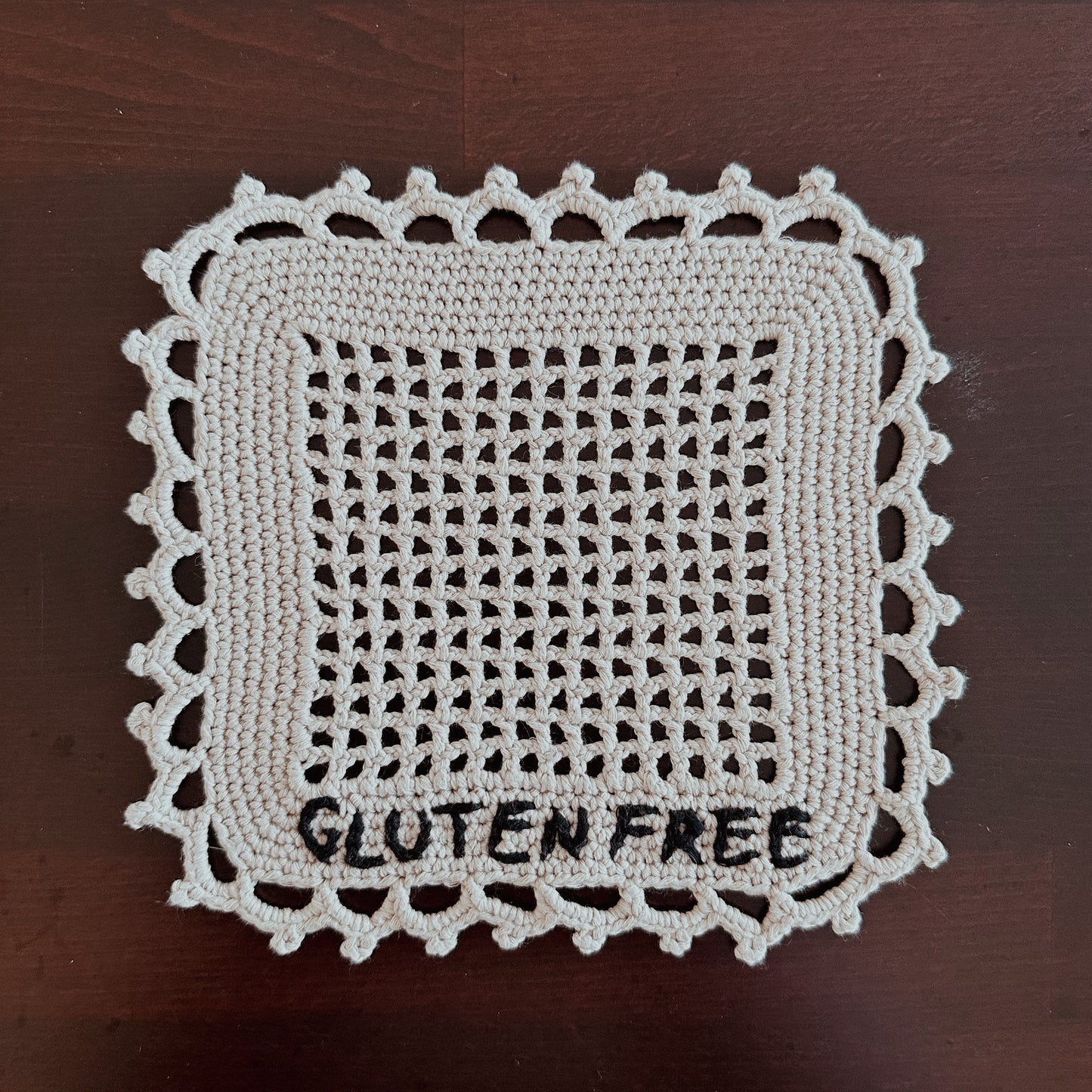 Gluten Free & Eat Me Crochet Mini Placemat Set